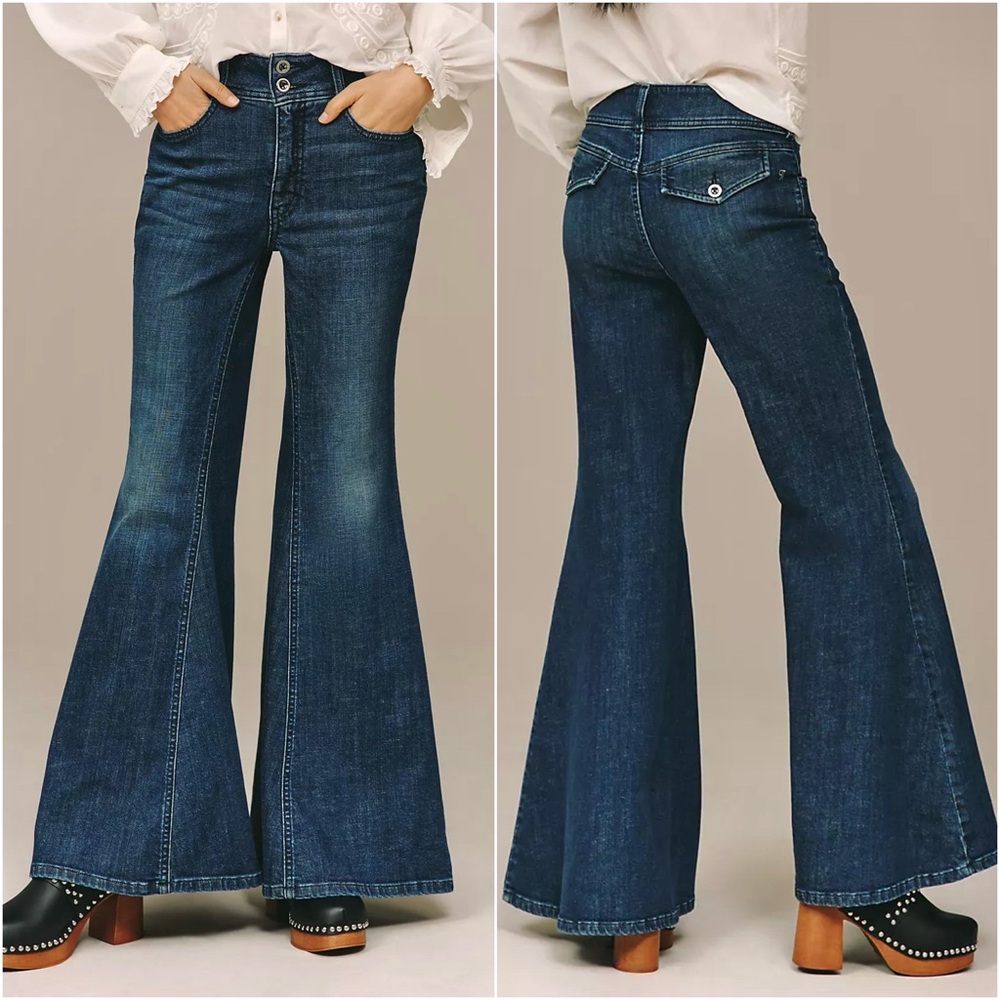 NWT Anthropologie Pilcro Brigette High-Rise Bell Bottom Flare Jeans Size 32/14